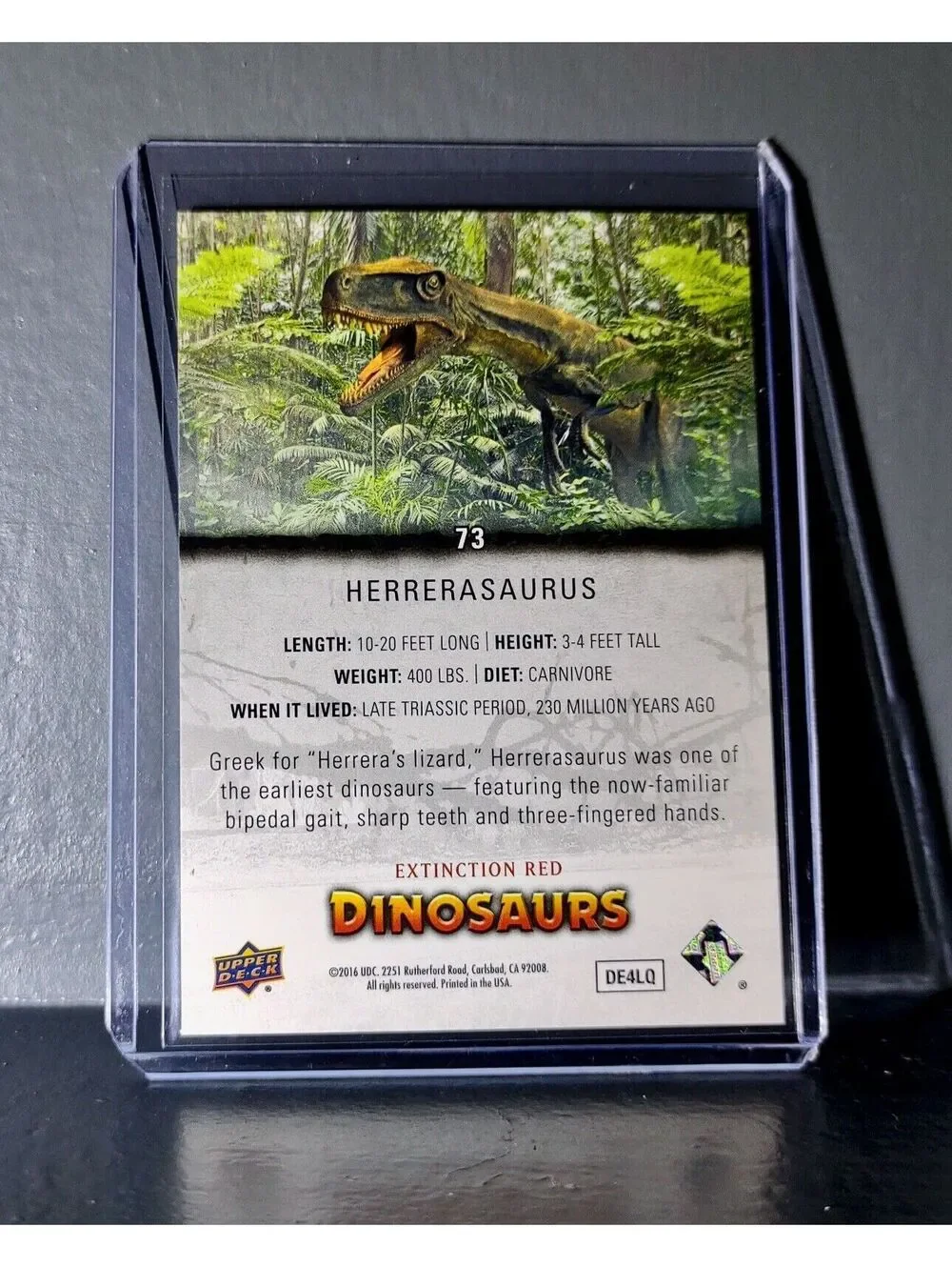 2015 Upper Deck Dinosaurs Herrerasaurus Extinction Red Parallel #73 Card